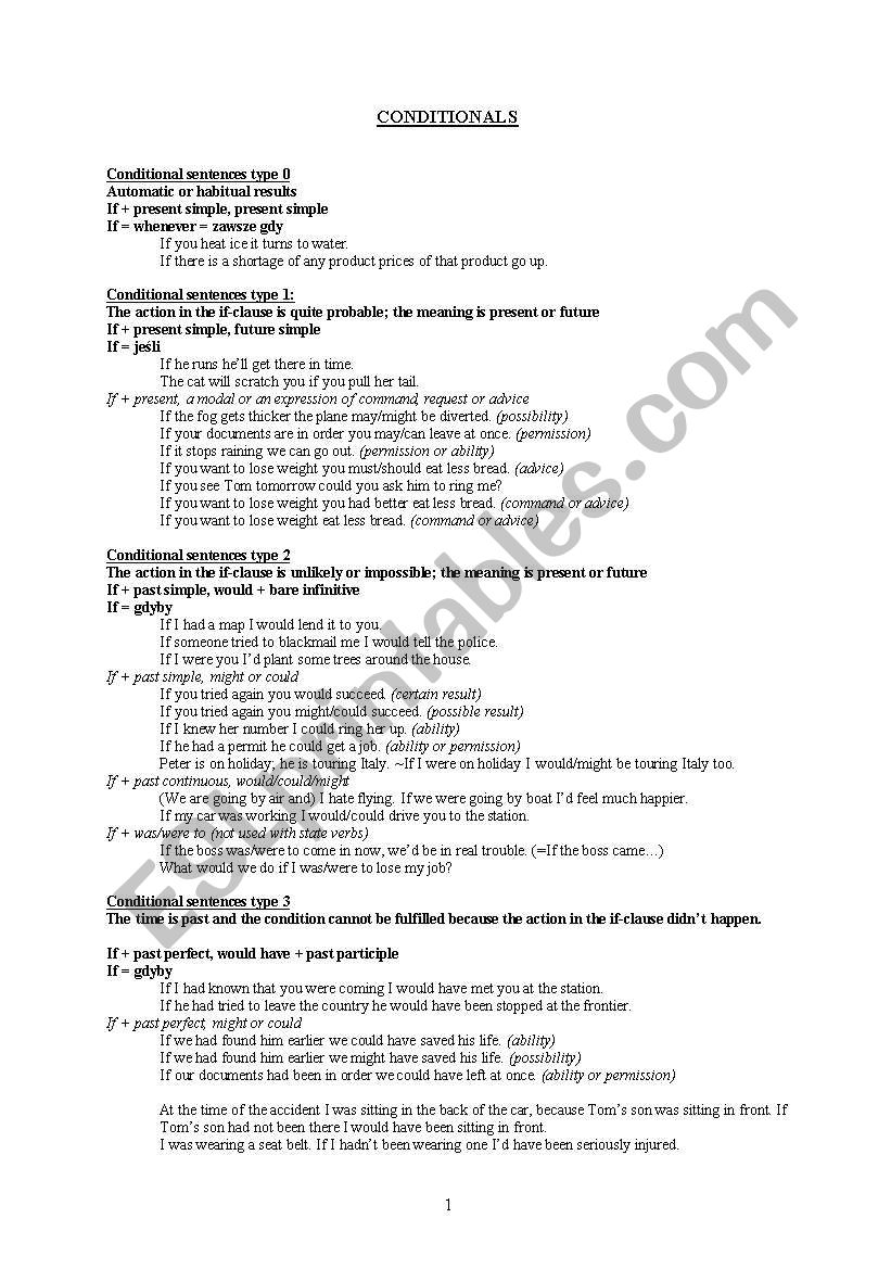 Conditionals worksheet