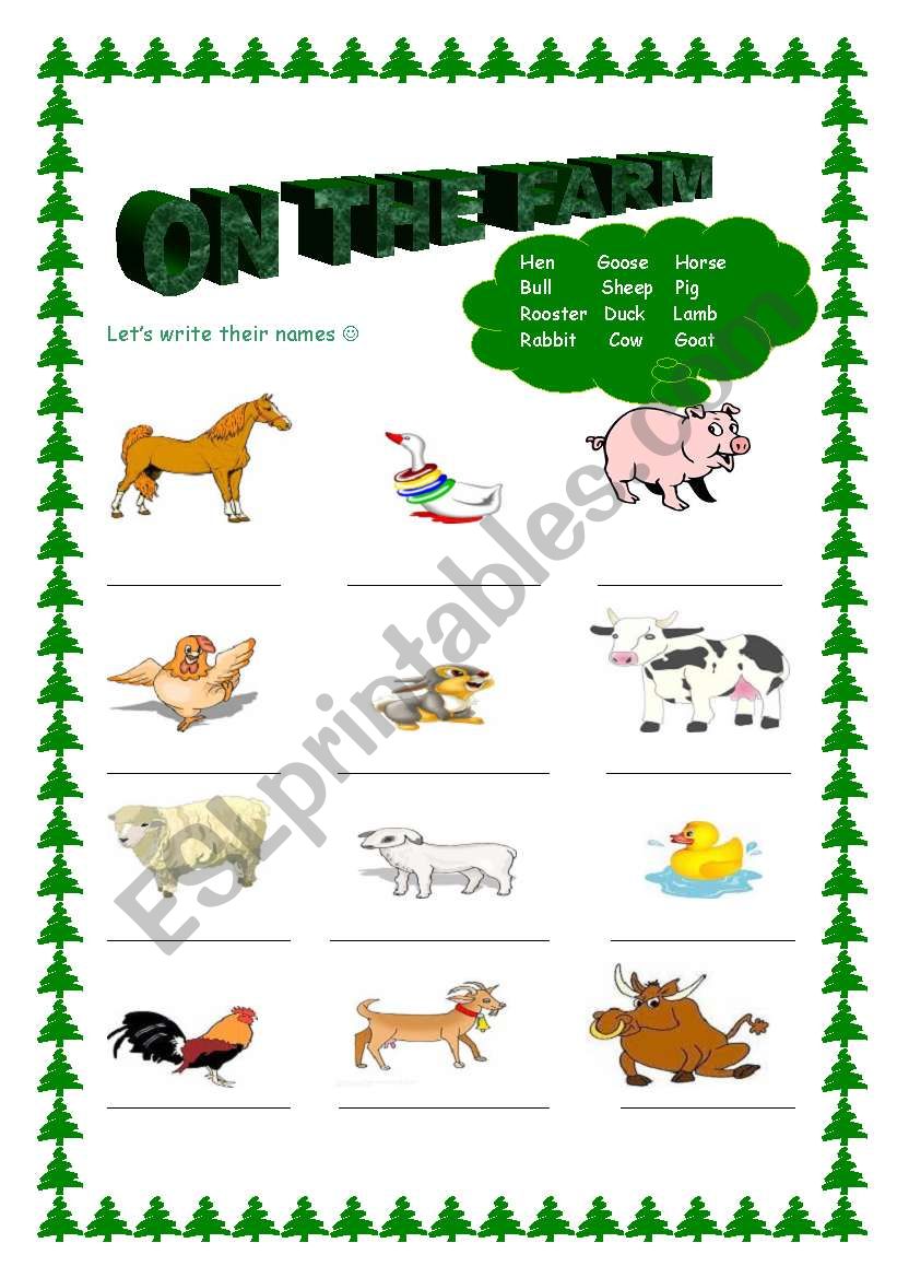 farm animals  worksheet