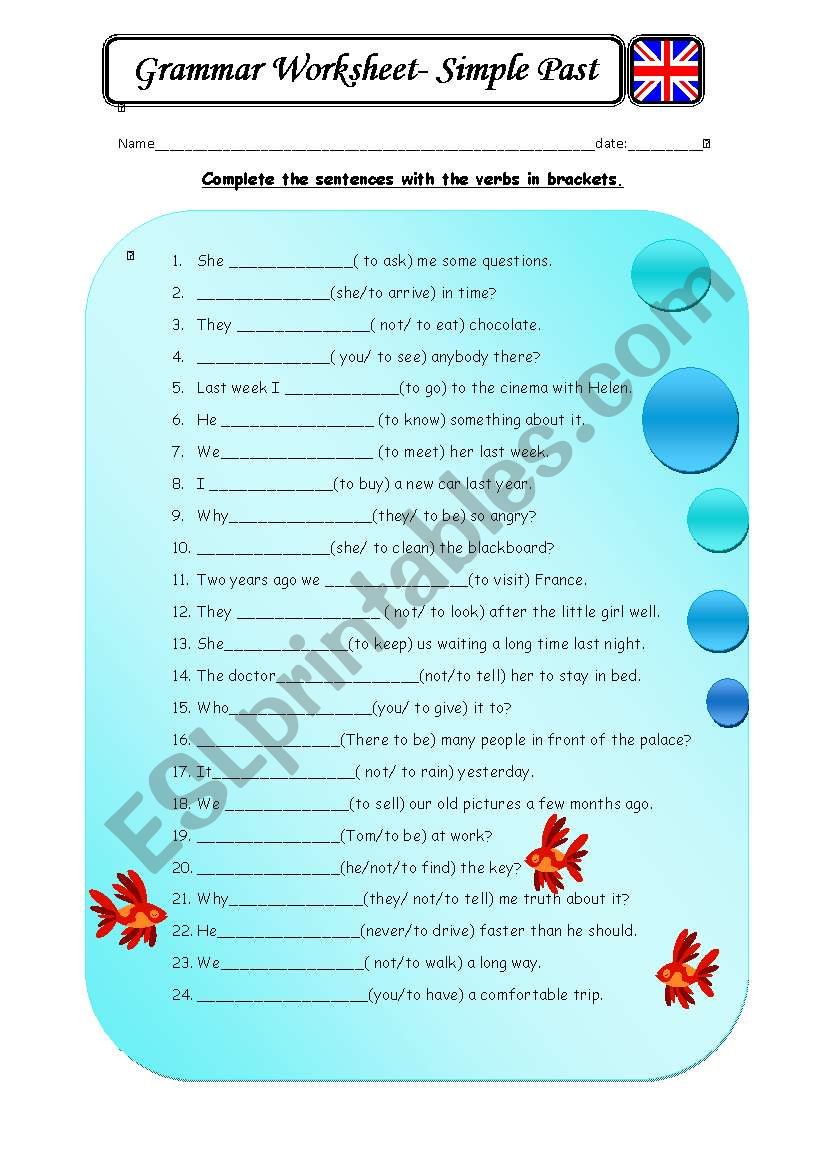 Simple past worksheet worksheet