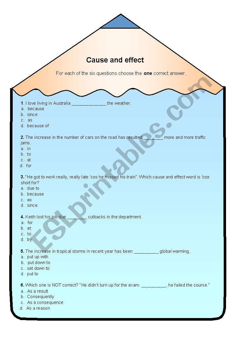 Cause&Effect worksheet