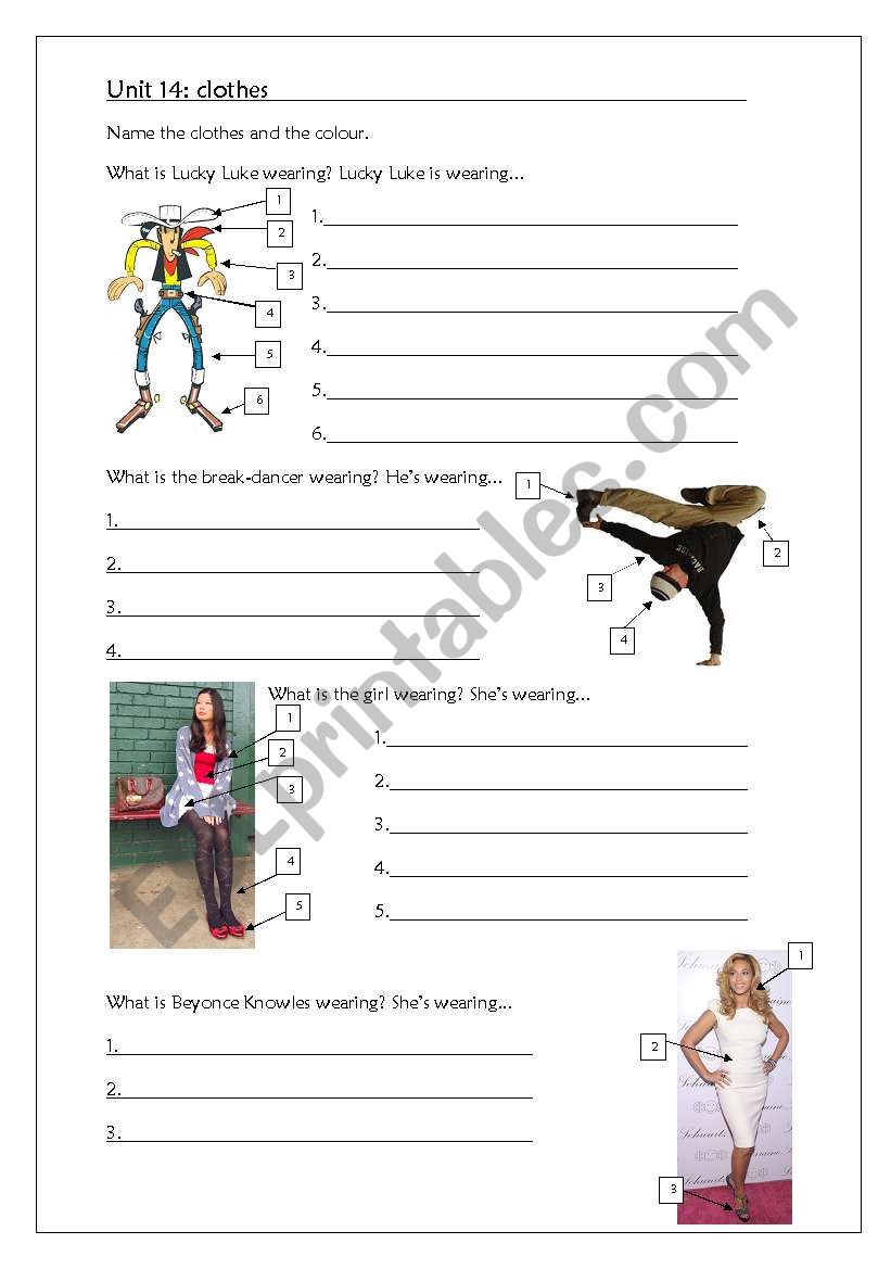 Clothes: ...is wearing... worksheet