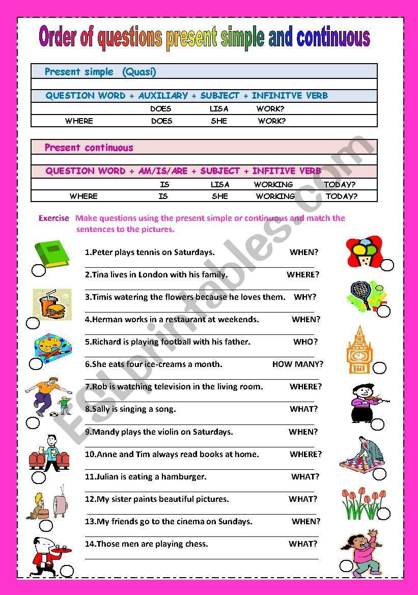 QUESTION ORDER present simple and continuous