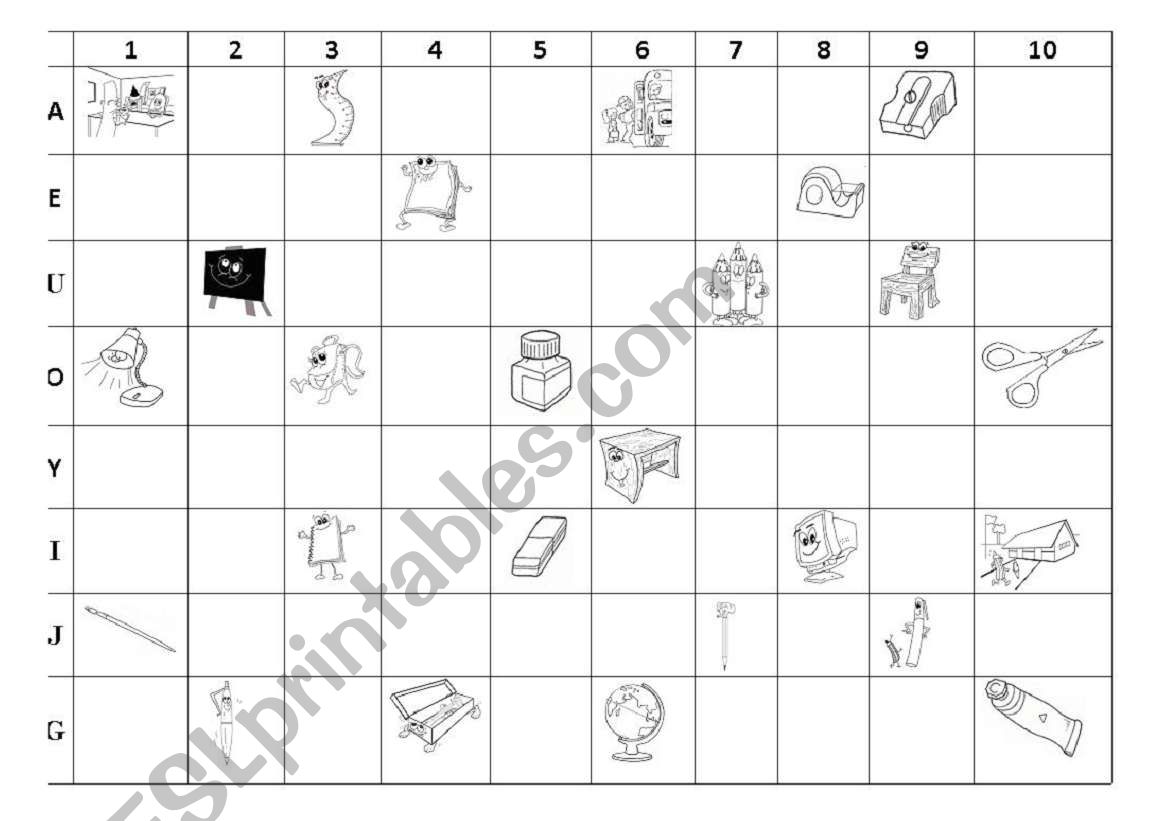 School objects worksheet