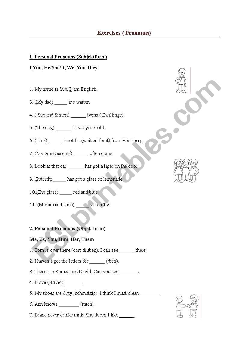 Pronouns (Personal-,Possessive-, Reflexivepronouns)