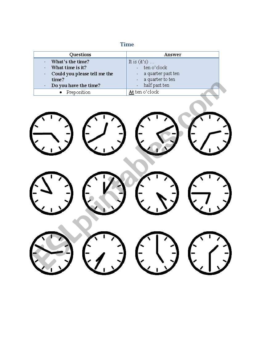 Time worksheet