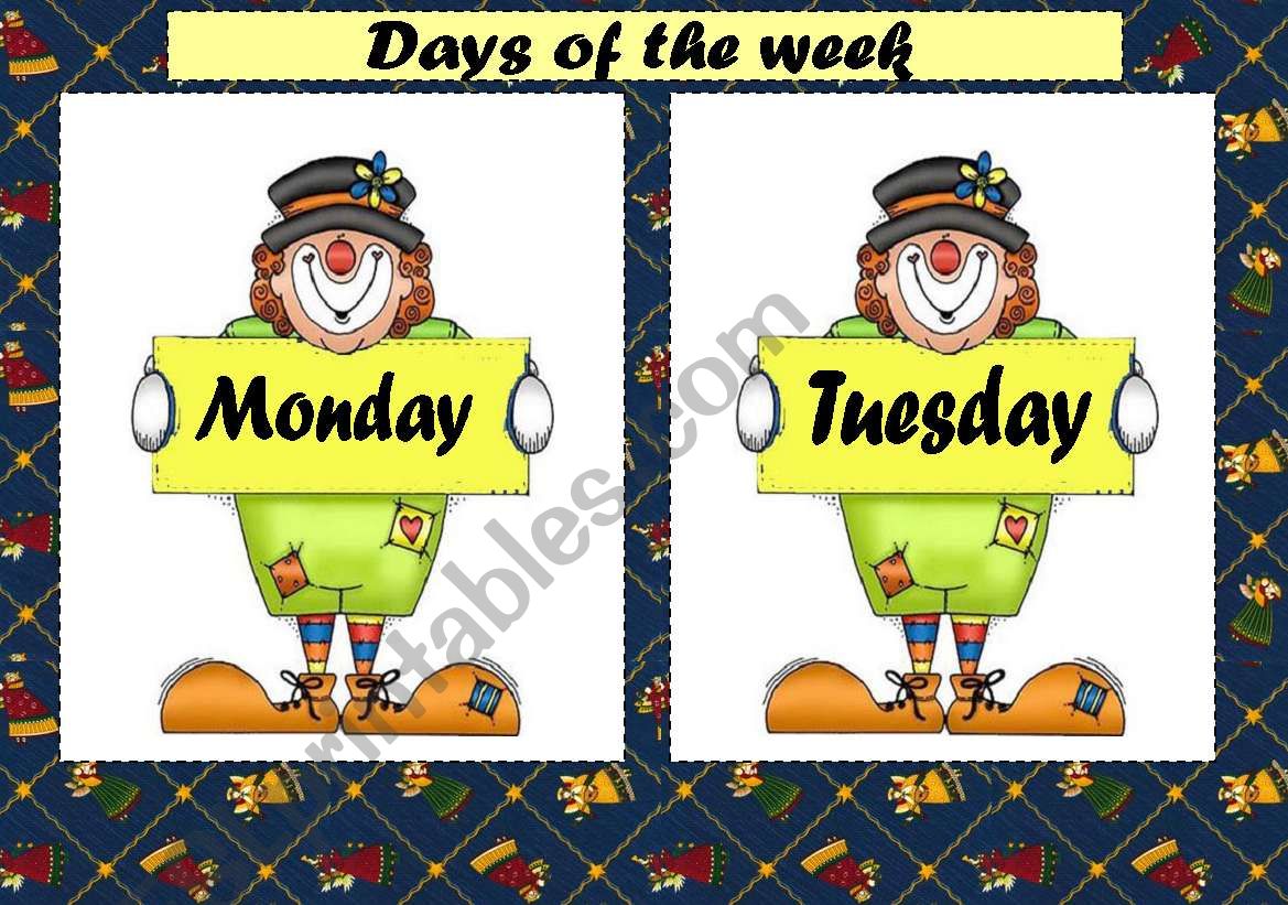 DAYS OF THE WEEK - FLASH CARDS