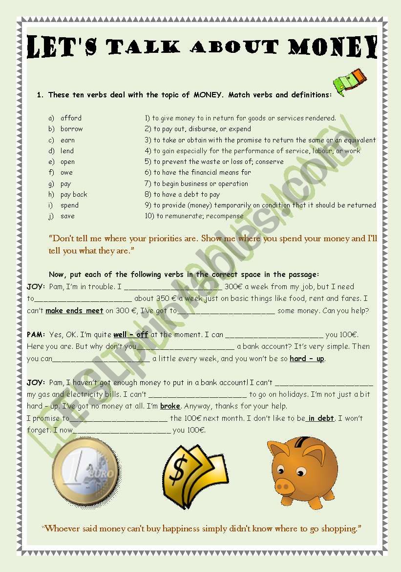 LETÂ´S TALK AND WRITE ABOUT MONEY(with key)