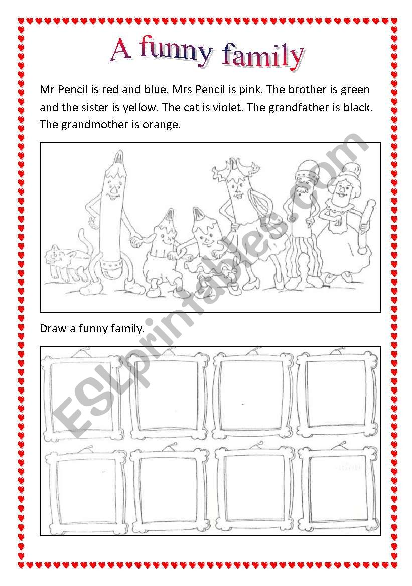 A FUNNY FAMILY worksheet