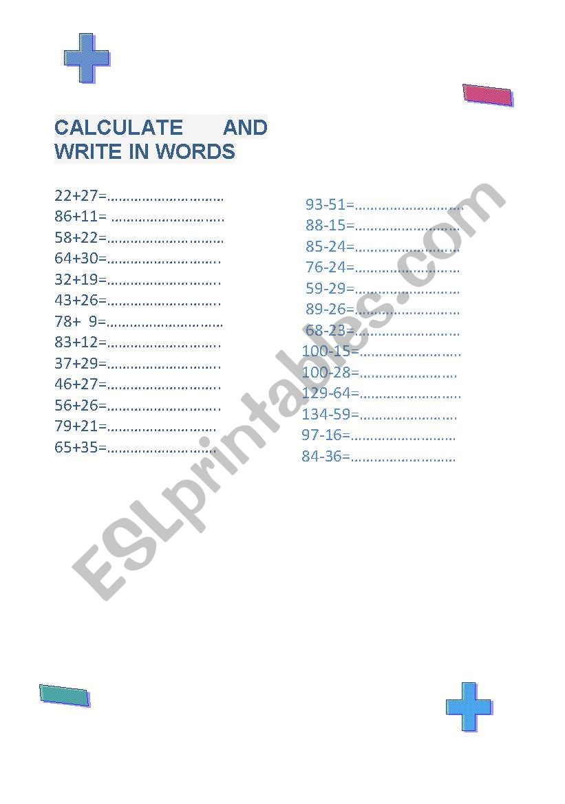 CALCULATE worksheet