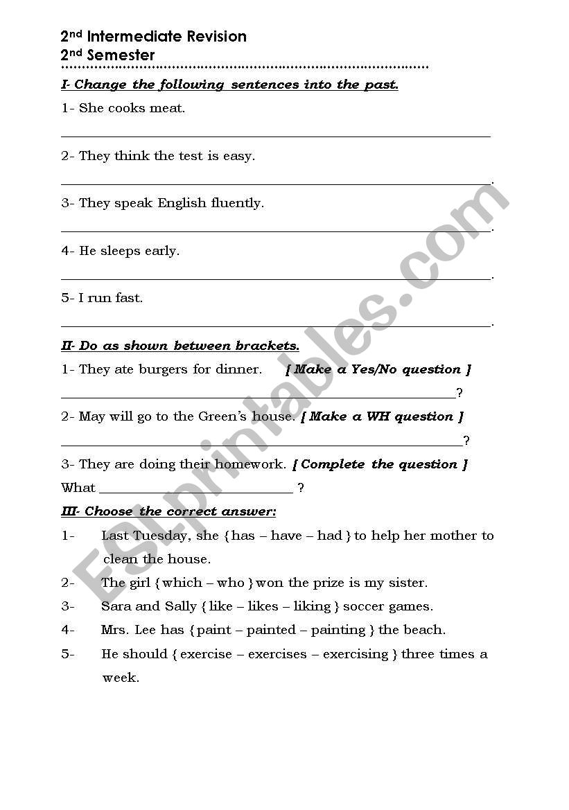 Grammar worksheet