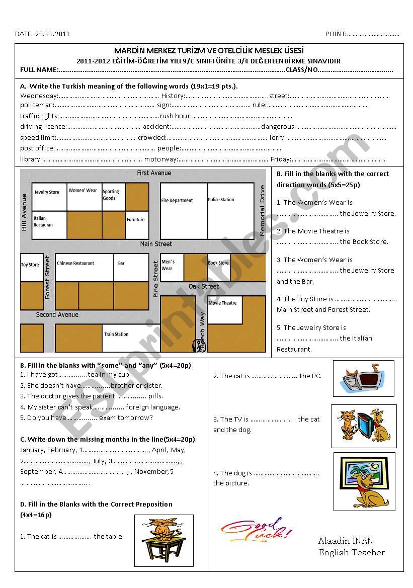 exam for 9th grade students worksheet