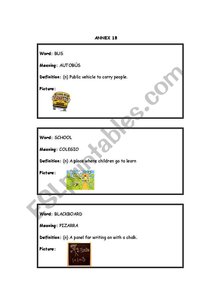English dictionary worksheet