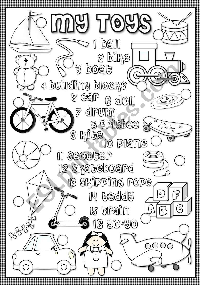 My toys - matching worksheet