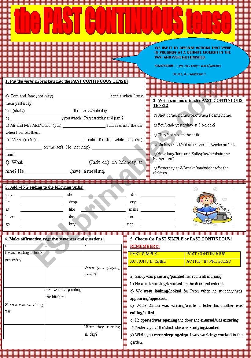 past continuous worksheet