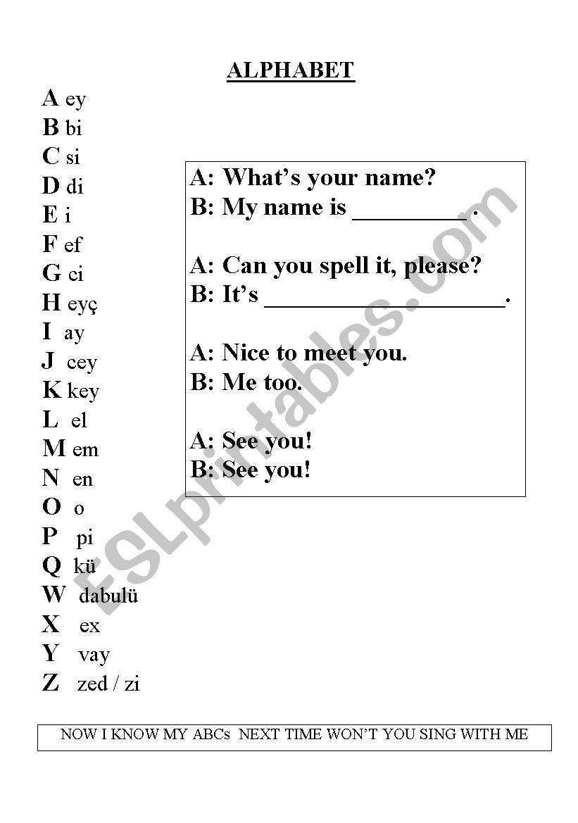 Kids Alphabet worksheet