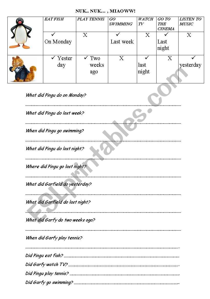 PAST QUESTIONING worksheet