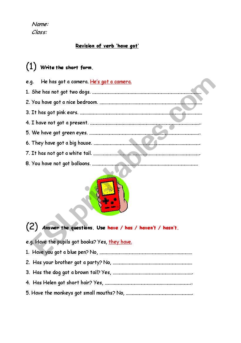 verb have got worksheet worksheet