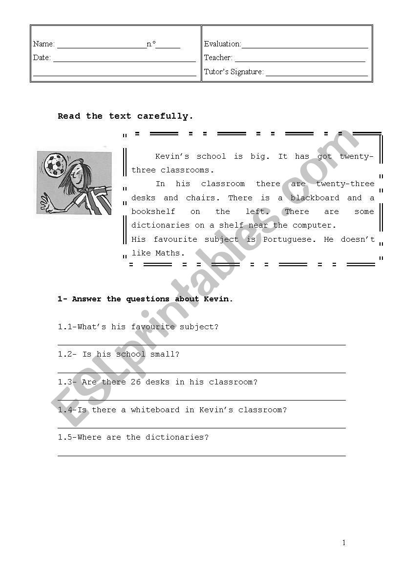 House Parts worksheet