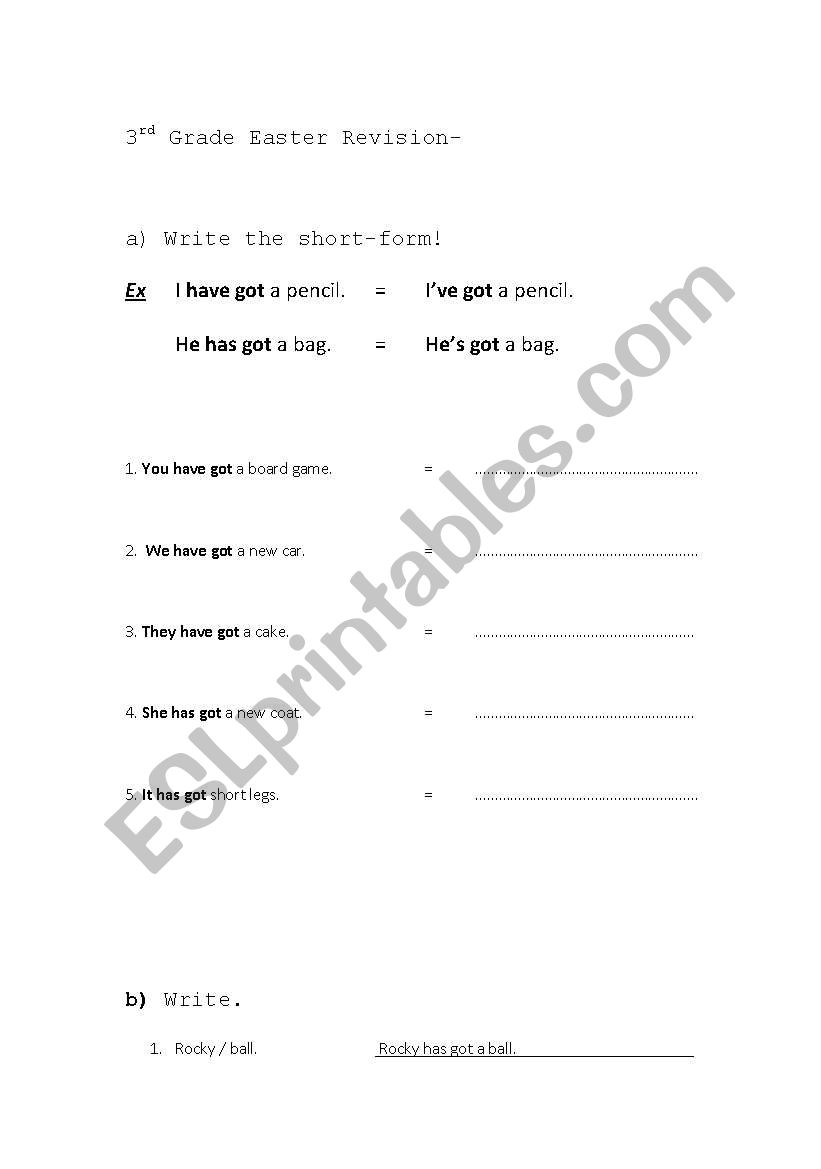 3rd Grade Revision worksheet