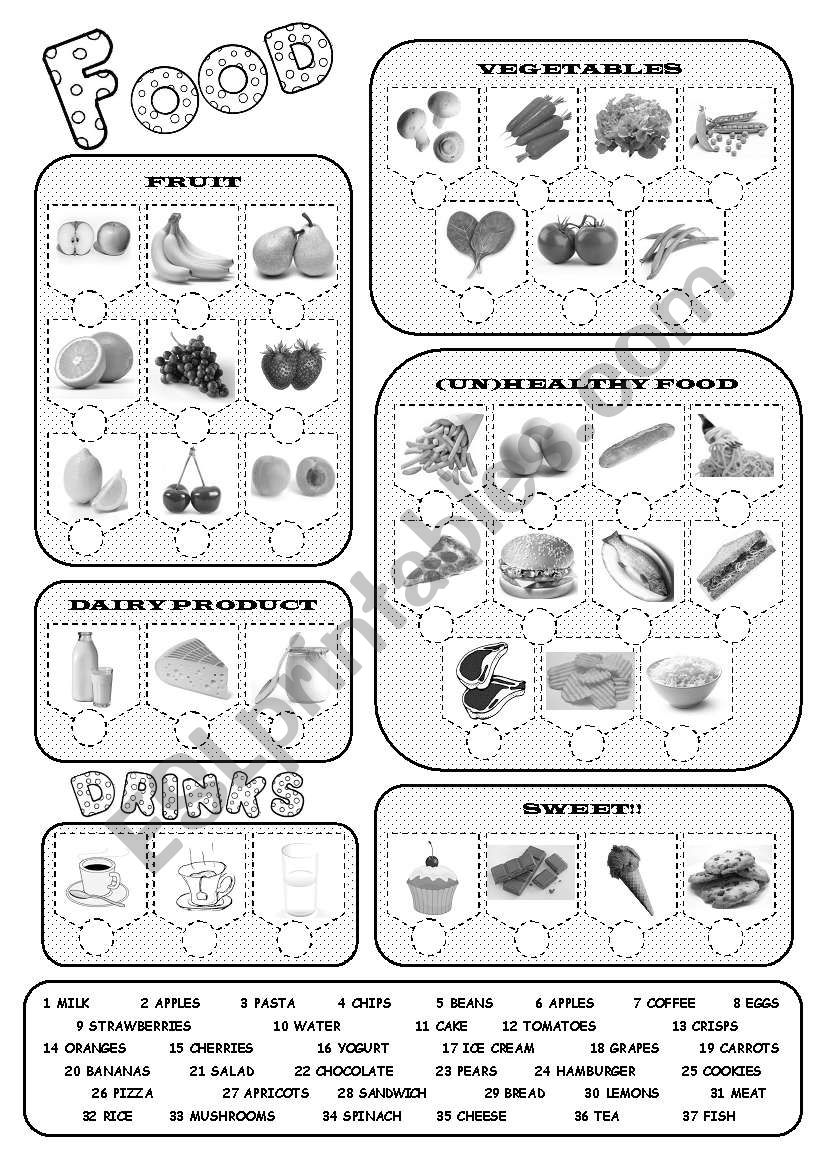 Food and drinks worksheet