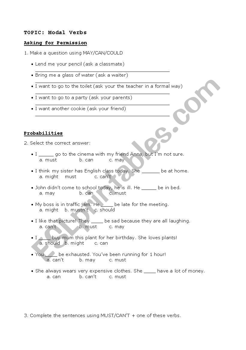 Exercises-modals worksheet