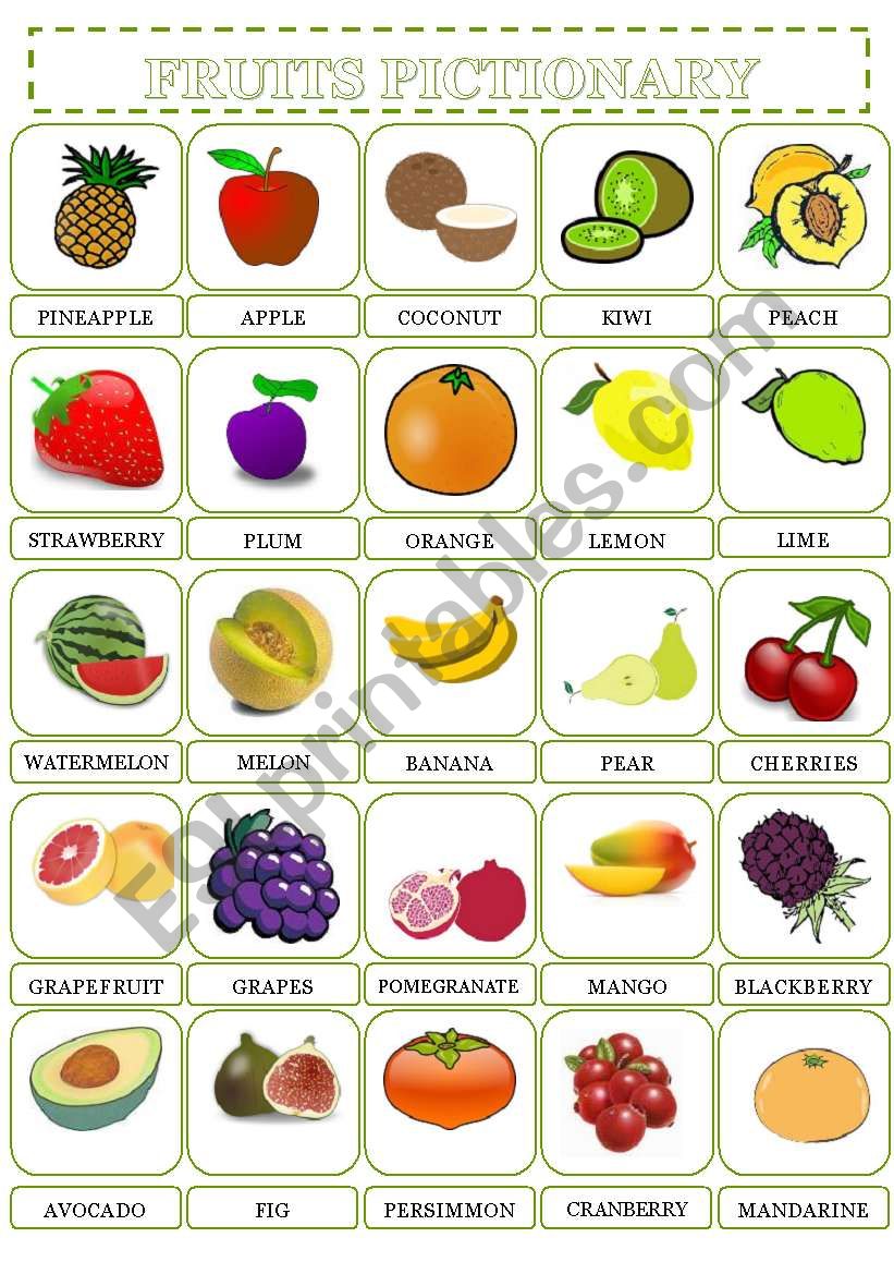 Fruits Pictionary worksheet