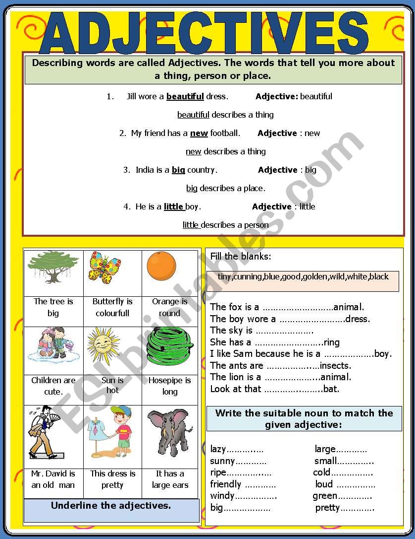 Adjectives worksheet