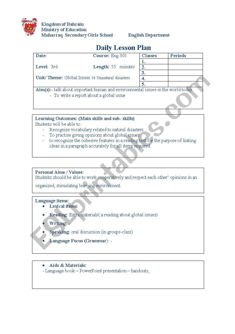 natural disasters worksheet