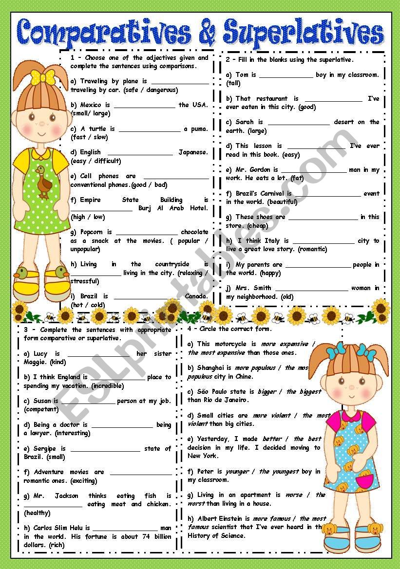 COMPARATIVES AND SUPERLATIVES worksheet