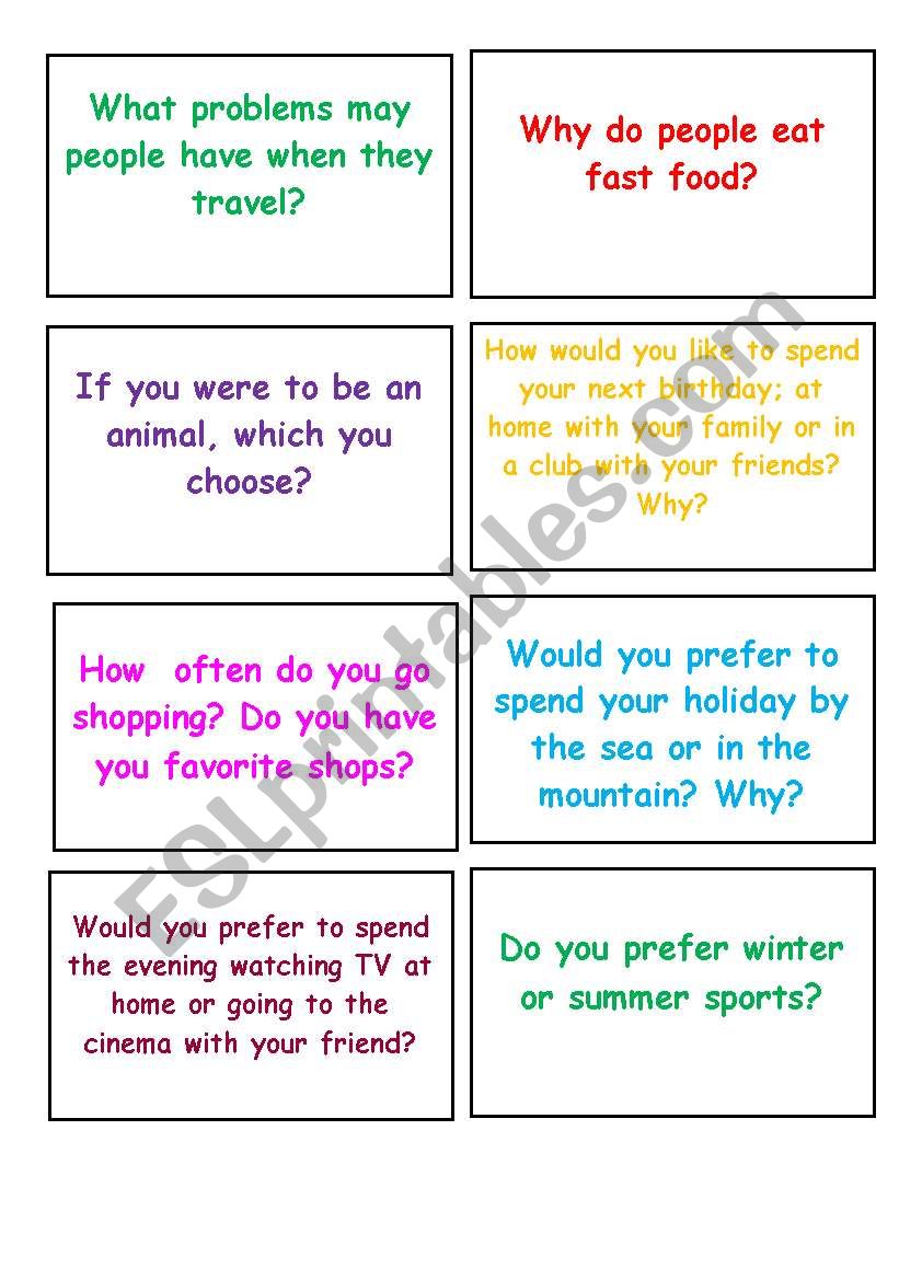 Speaking Cards worksheet