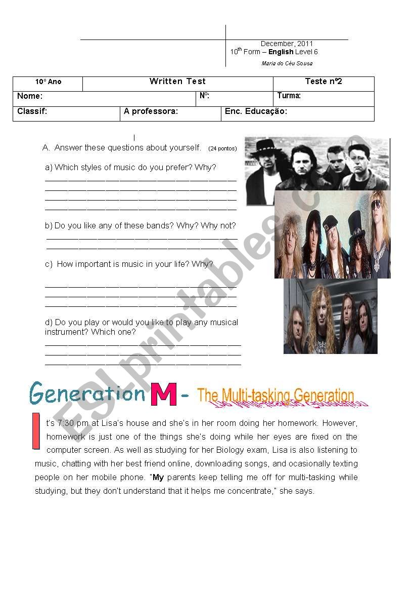 test Multi-task gen worksheet