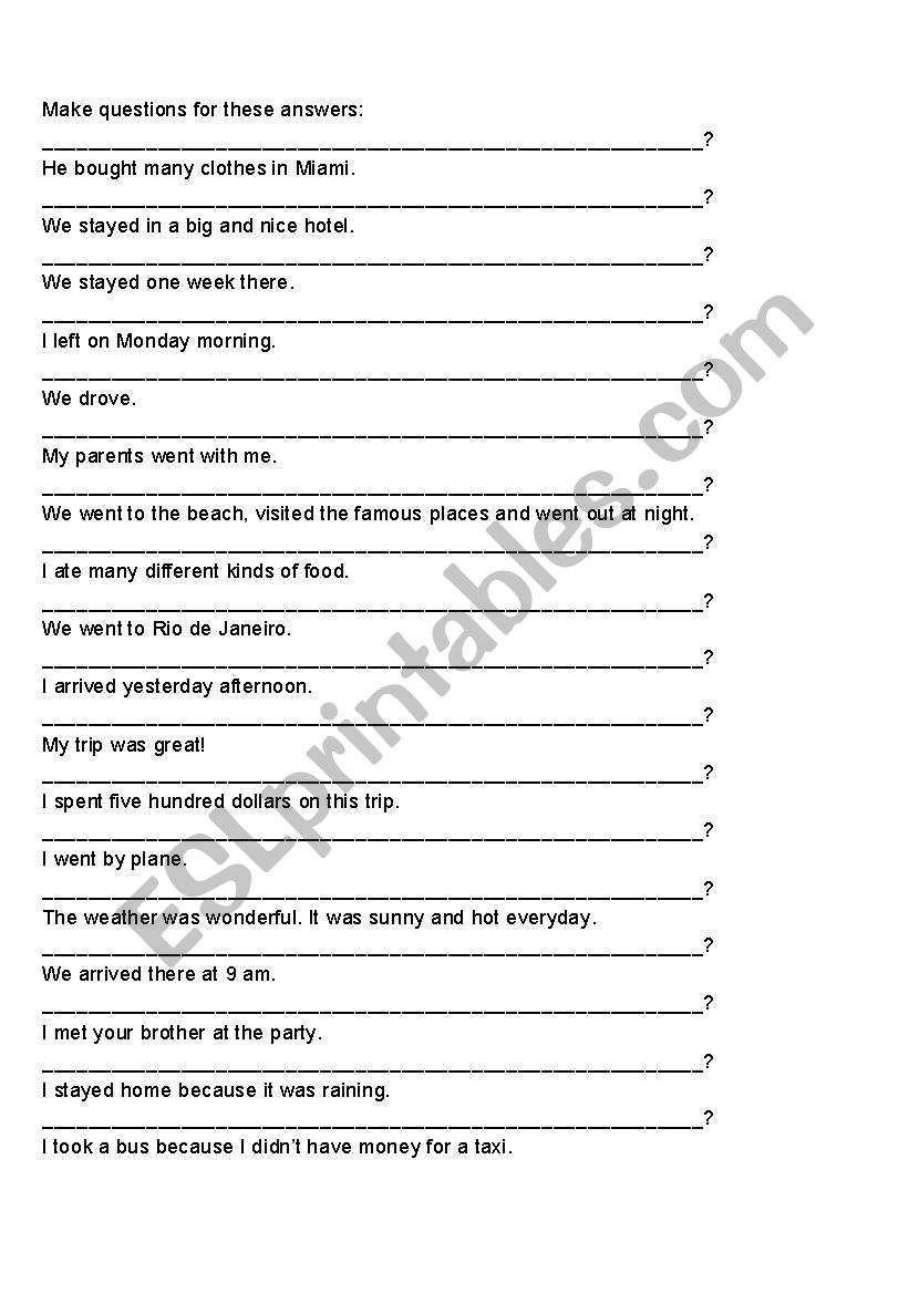 Simple past - interrogative form