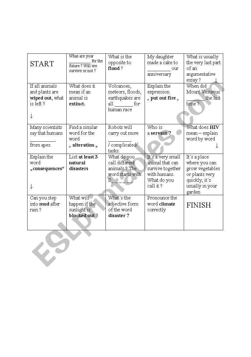 Vocabulary practise - puzzle on environment