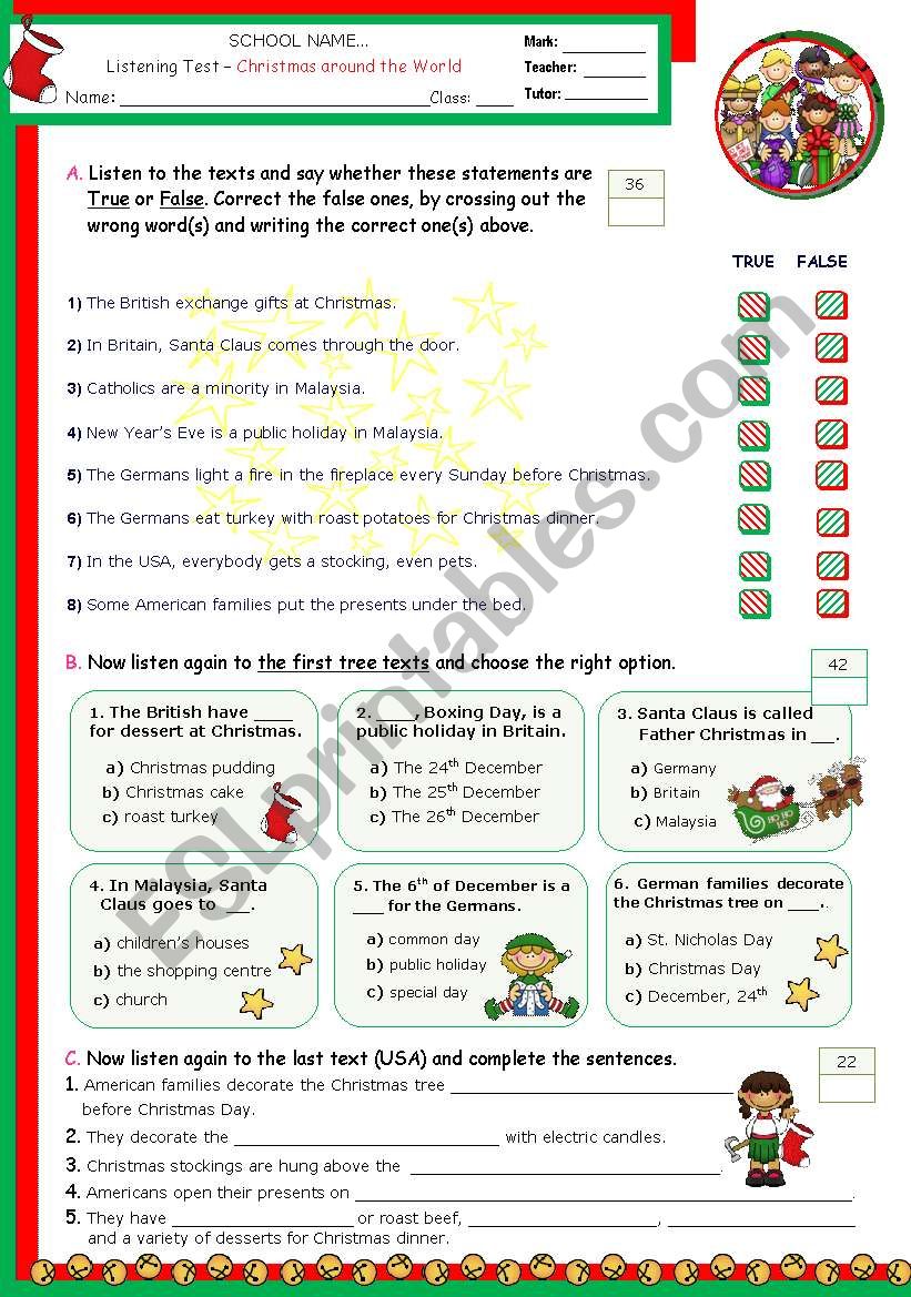 Christmas around the World  -  Listening test