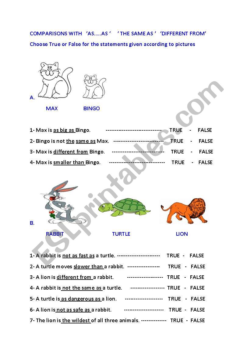 camparisons worksheet