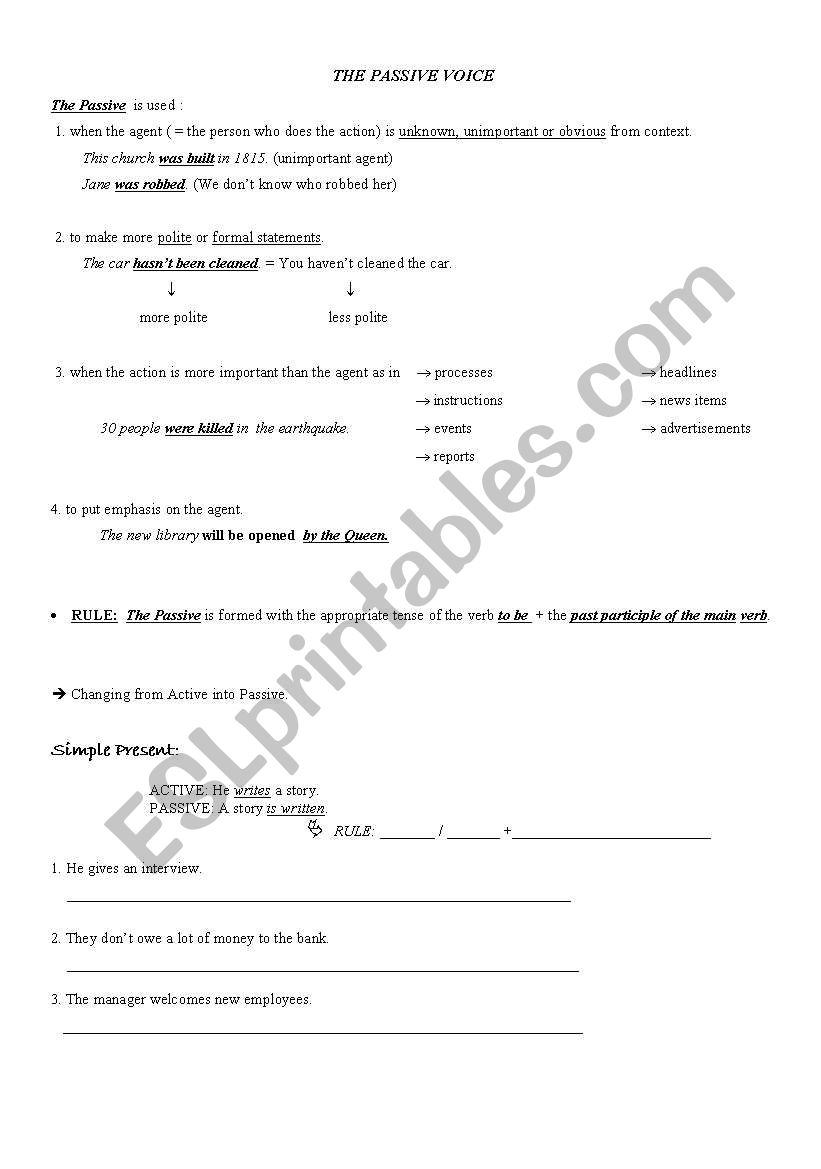 The Passive Voice worksheet