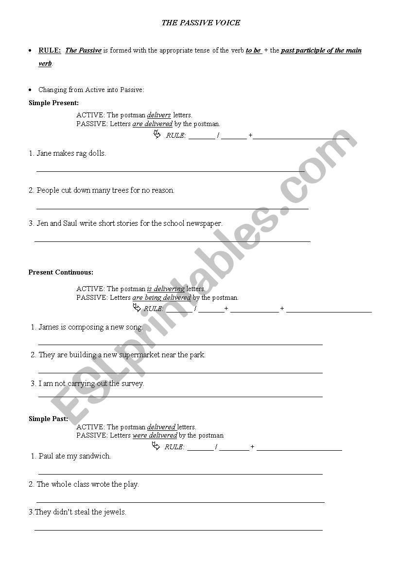 Passive Voice worksheet