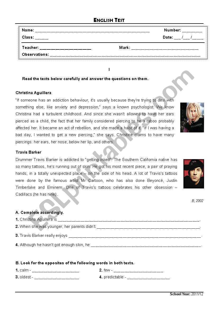 Test about celebritiesÂ´ strange addictions