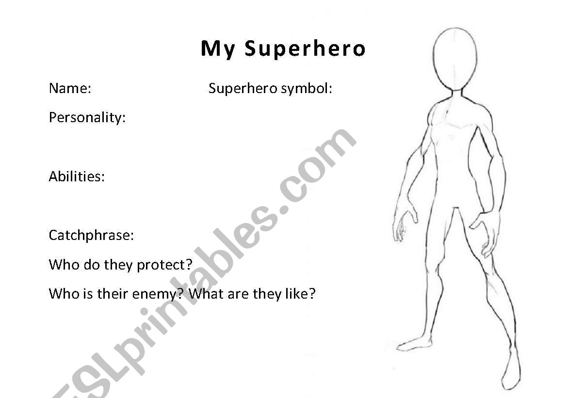 Design a Superhero worksheet