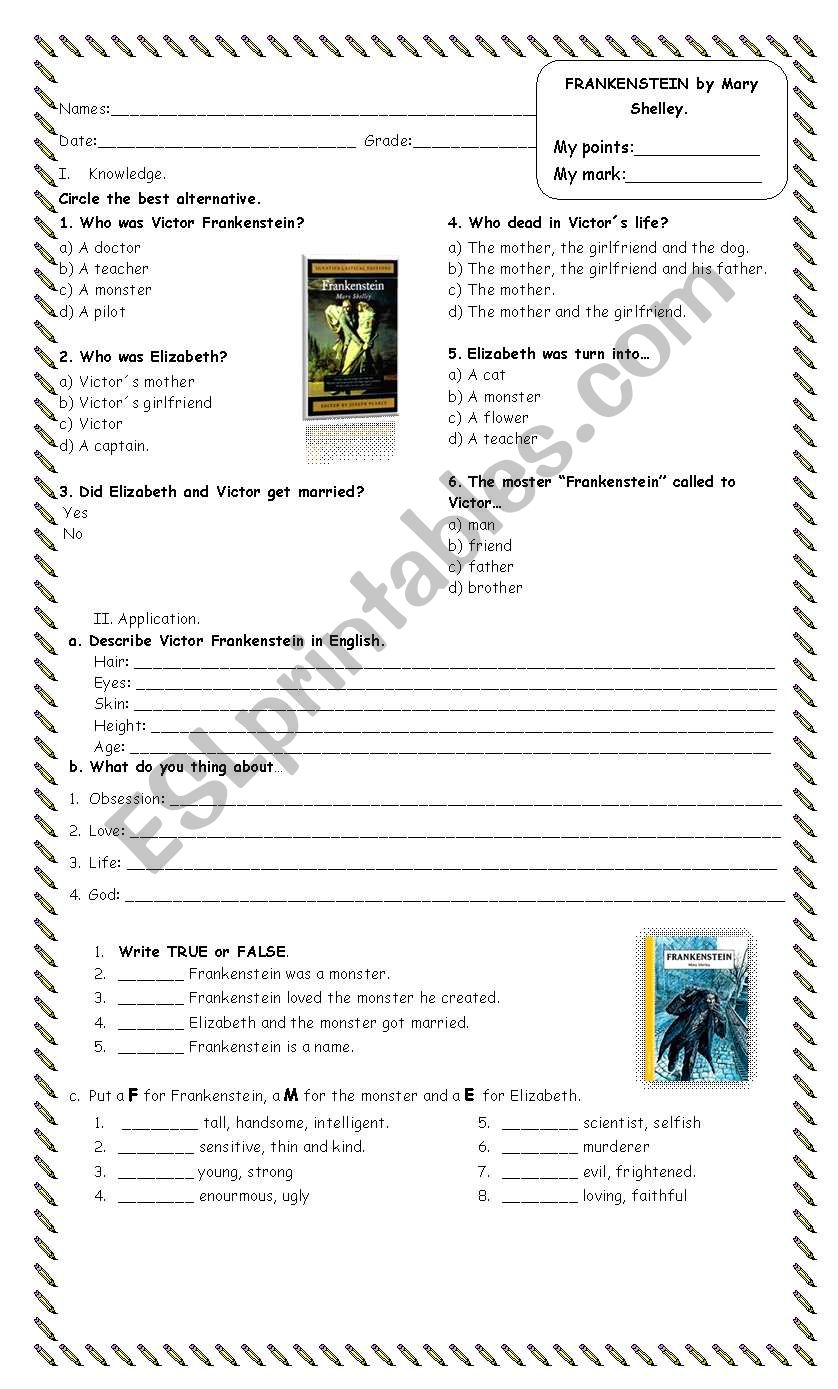 krankenstein Literature worksheet