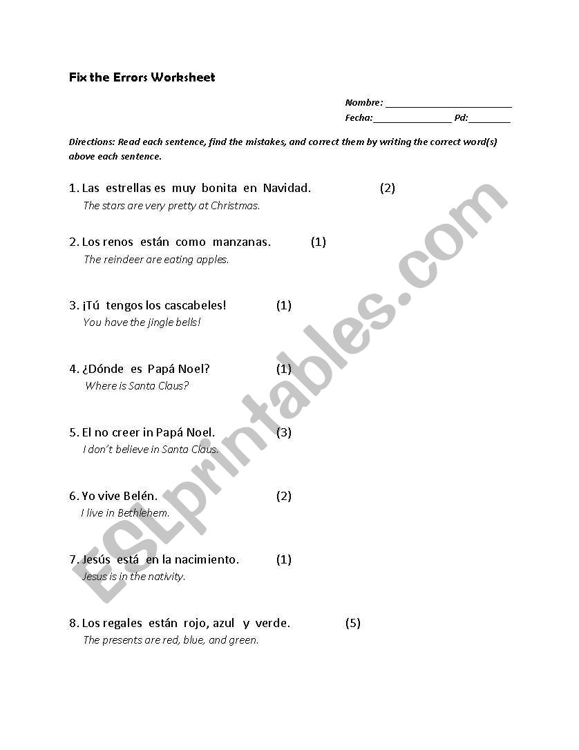 Adjective Agreement - Christmas Unit 