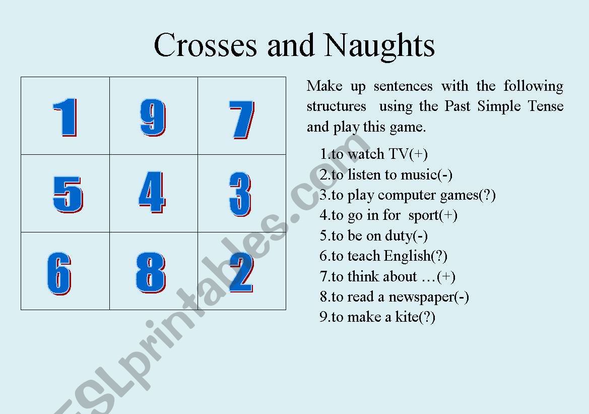 Crosses and Naughts worksheet