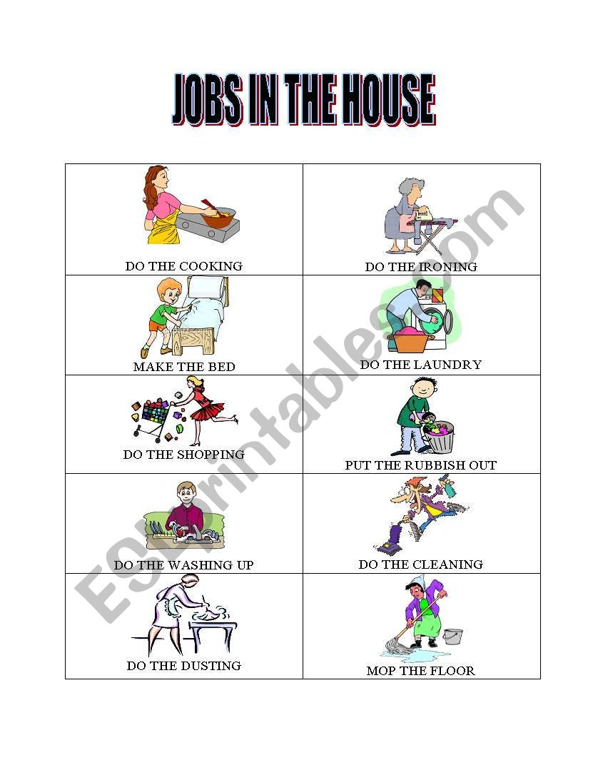 Jobs in the house worksheet