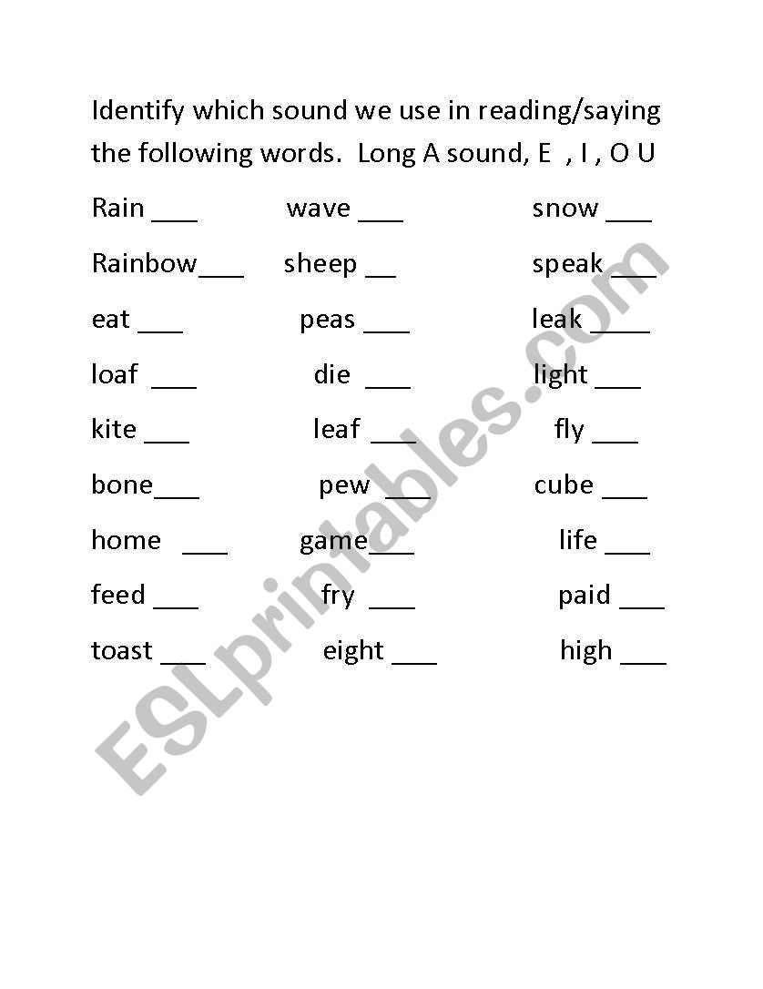 Phonics Worksheet worksheet