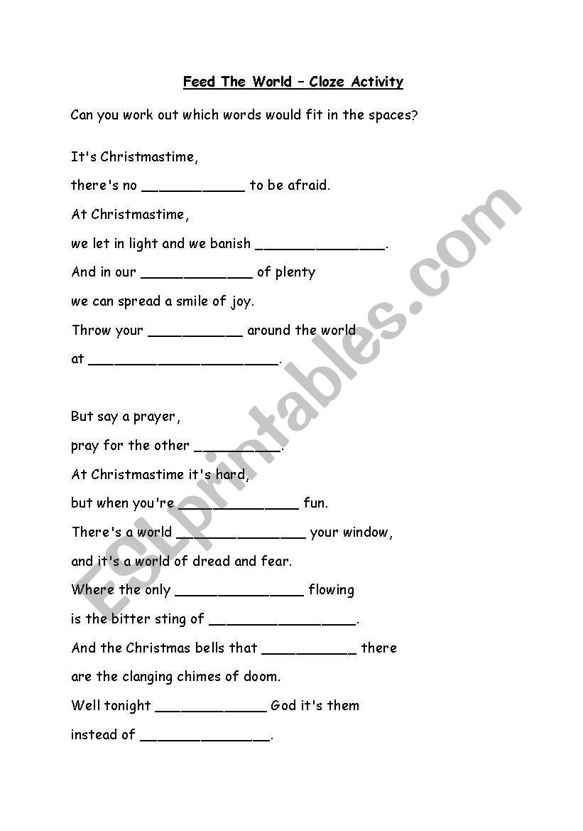 English worksheets Do They Know it´s Christmas?