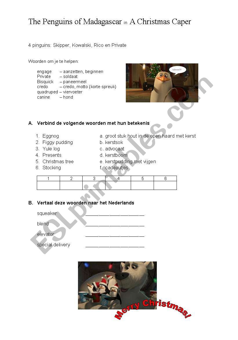 Penguins of Madagaskar quiz worksheet