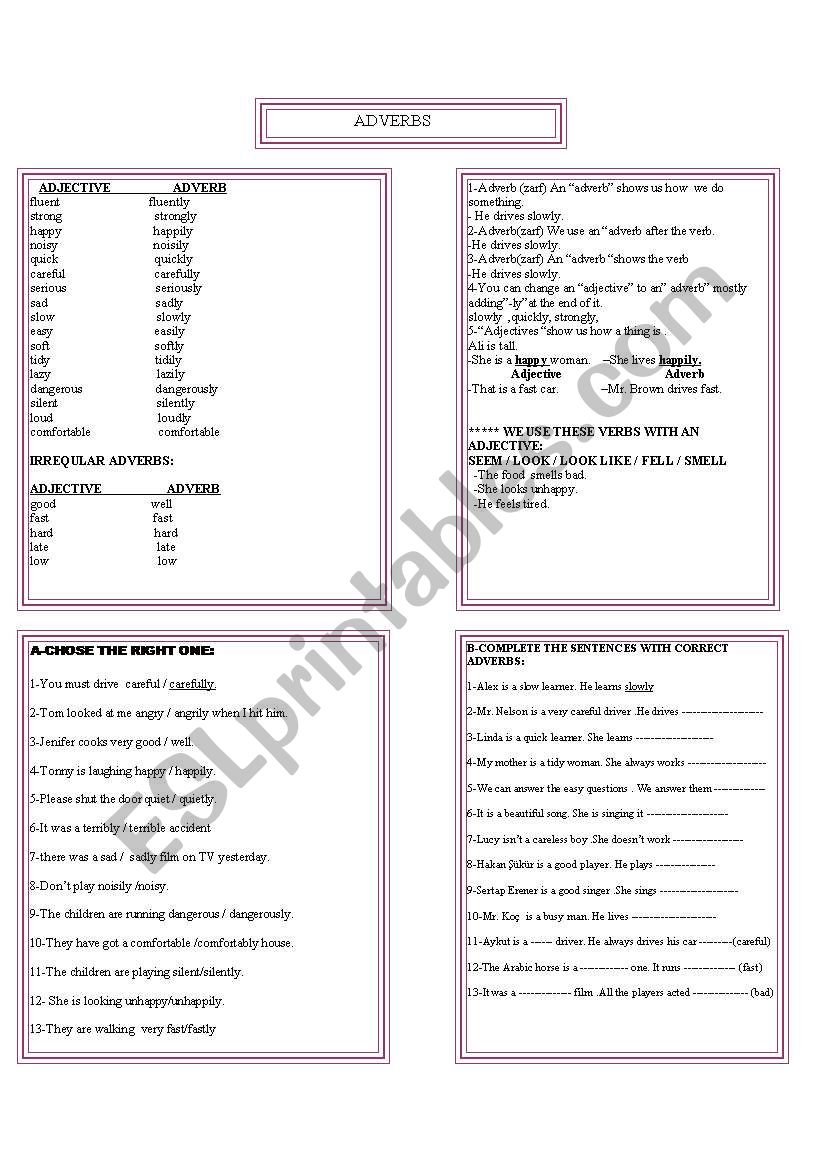 adverbs worksheet