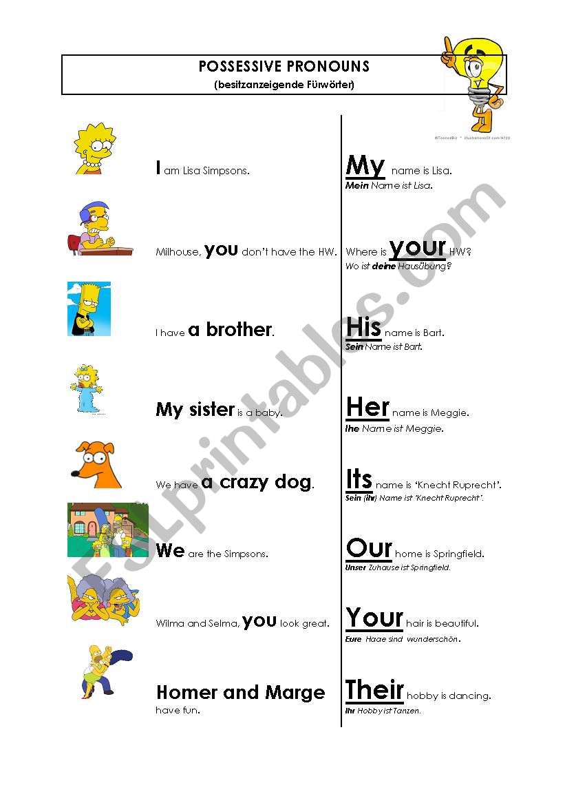 Possessive Pronouns worksheet