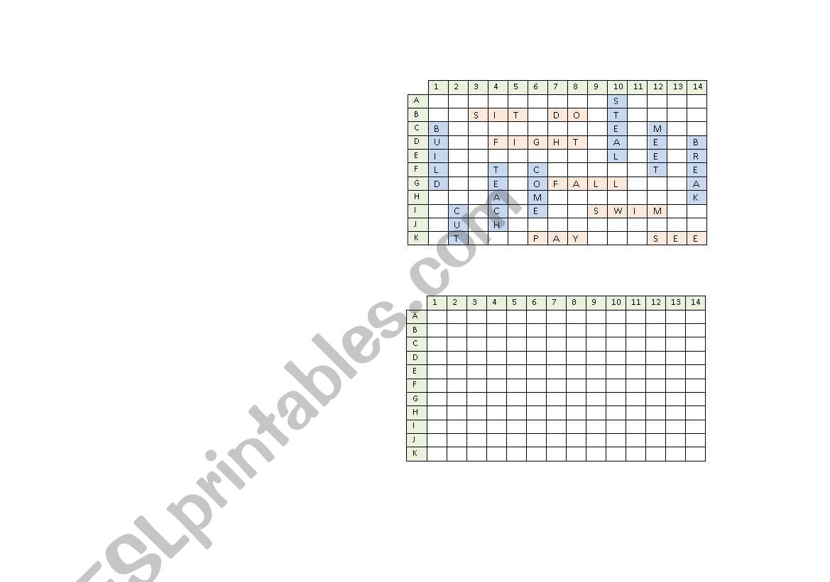 Battleships Student B worksheet