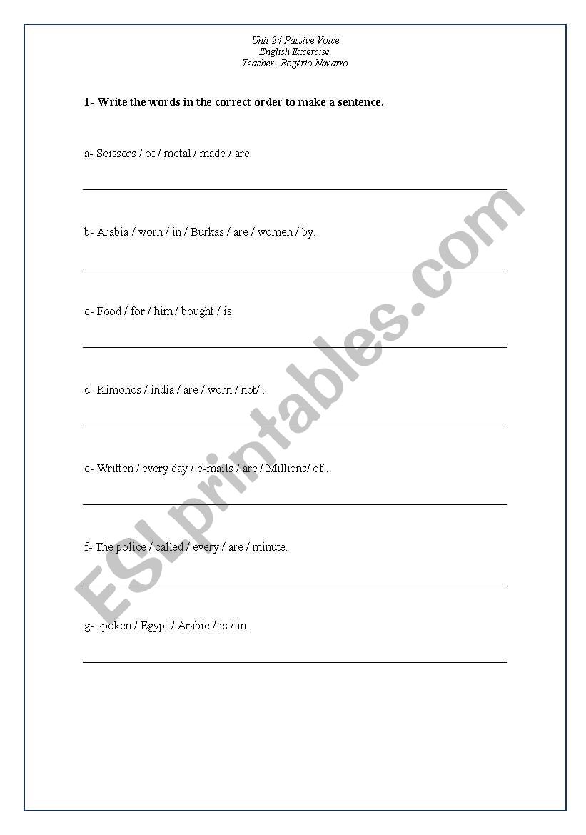 Passive Voice worksheet